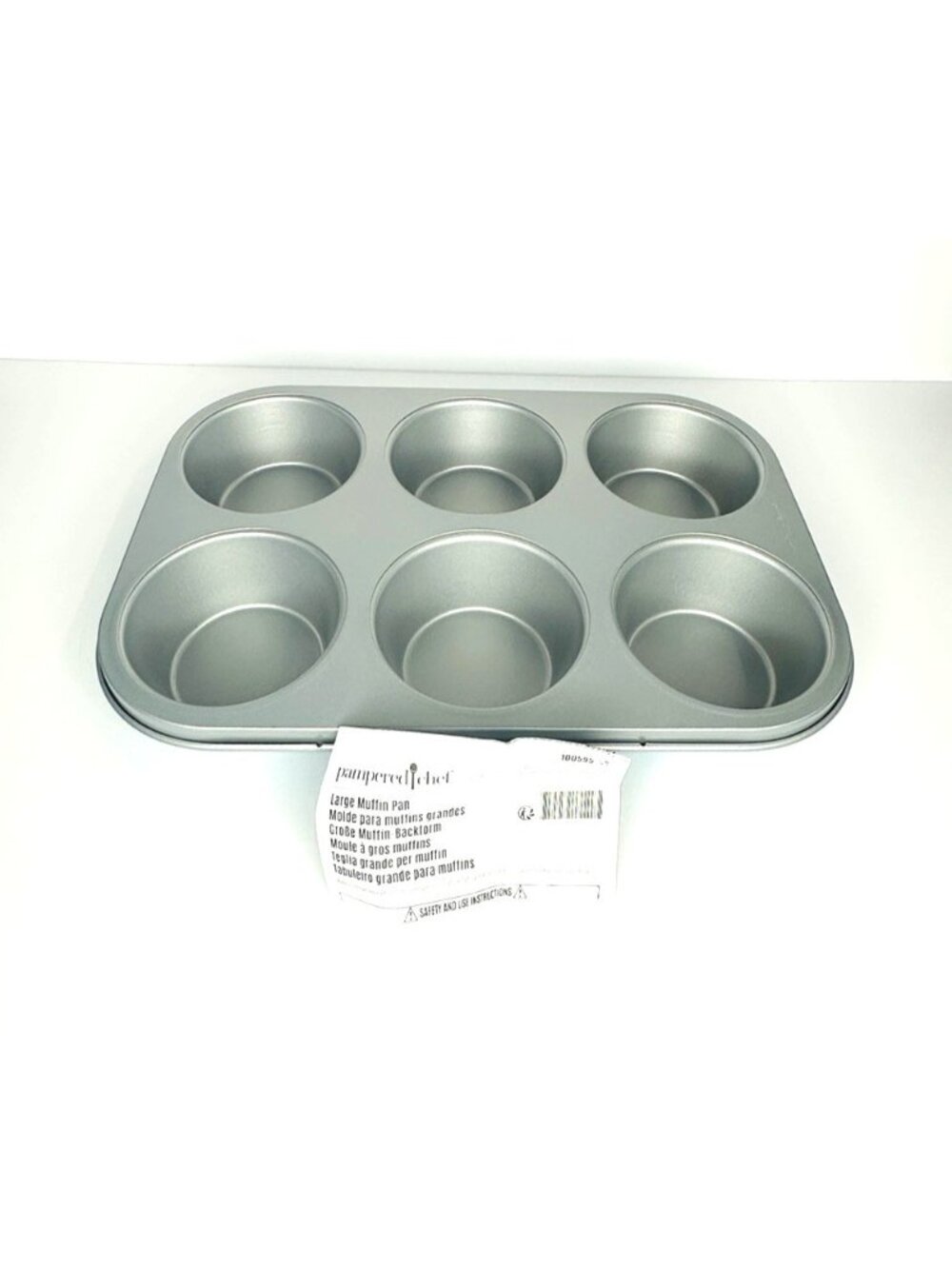 Pampered Chef Large Muffin Pan 100595 Non Stick 6 Holes Blue Enamel NEW!